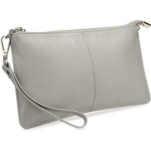 RFID Blocking Lightgrey Chain Wristlet Purse Women Small Clutch Zipper Pockets